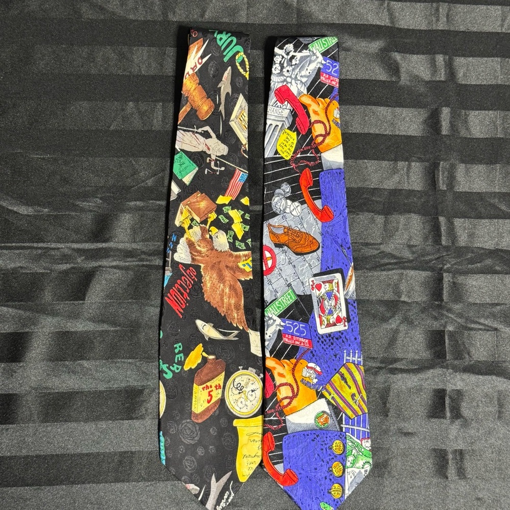 Vintage Nicole Miller Novelty Tie Bundle 1991 & 1992‎ Bold Prints